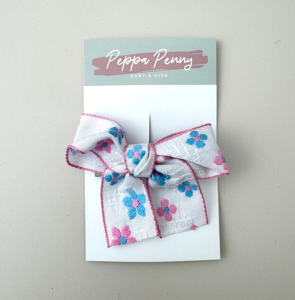 Alligator Hair Clip Bow - Floral Pink - Peppa Penny