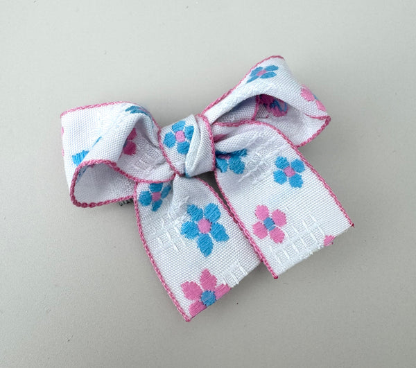 Alligator Hair Clip Bow - Floral Pink - Peppa Penny