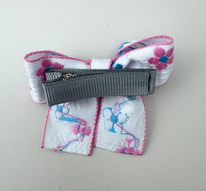 Alligator Hair Clip Bow - Floral Pink - Peppa Penny