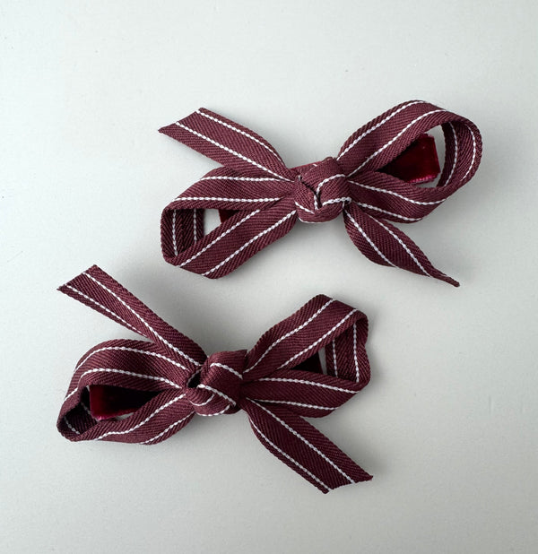 Christmas Burgundy Bow Clip Set - Peppa Penny
