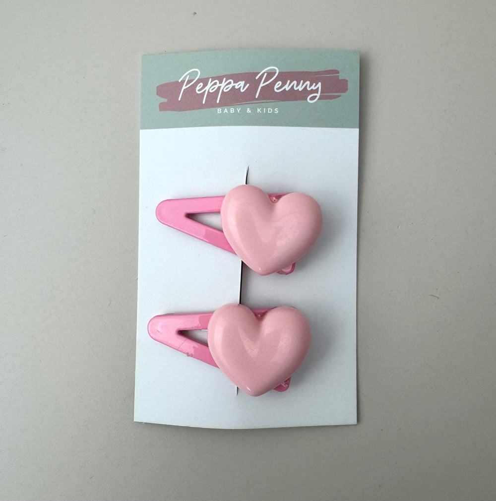 Acrylic Heart Clip Set Pink - Peppa Penny