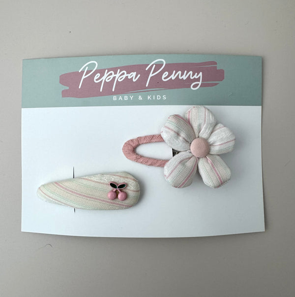 Flower Cherry Bow Clip Set - Peppa Penny
