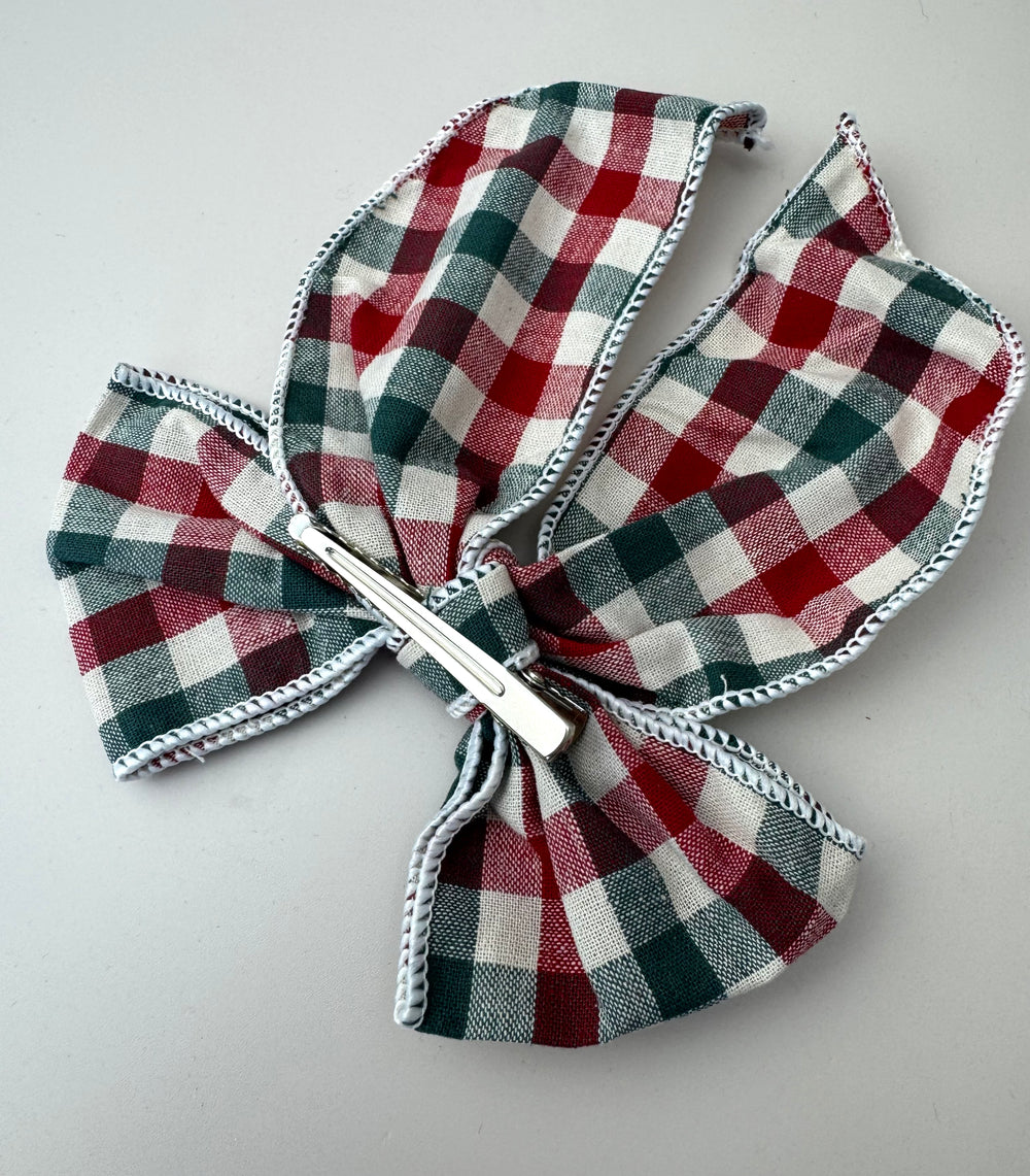 Christmas Bow Long Tail - Plaid Green - Peppa Penny