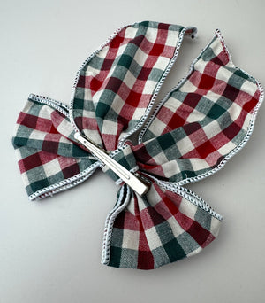 Christmas Bow Long Tail - Plaid Green - Peppa Penny
