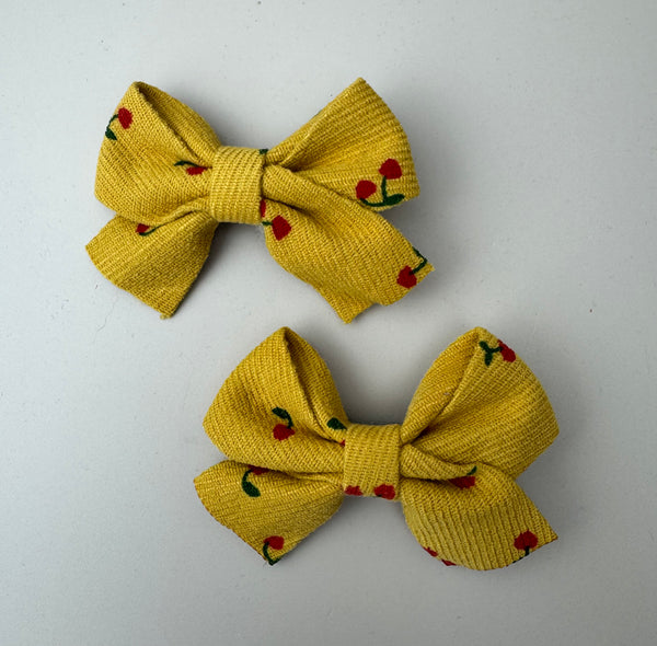Bow Clip set with Cherries - Mustard - Peppa Penny