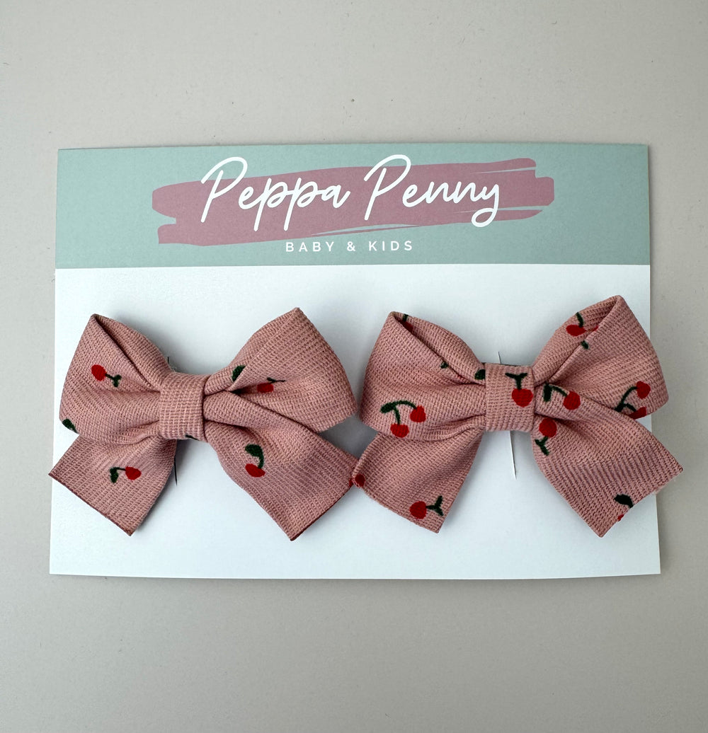 Bow Clip set with Cherries - Pink - Peppa Penny