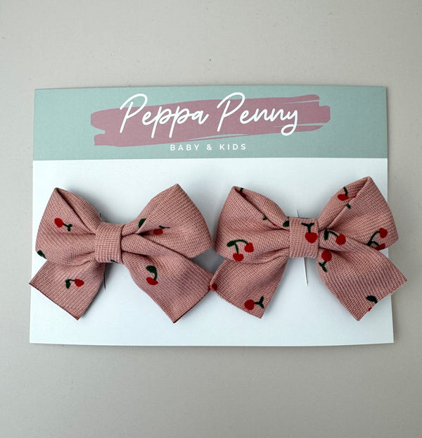 Bow Clip set with Cherries - Pink - Peppa Penny