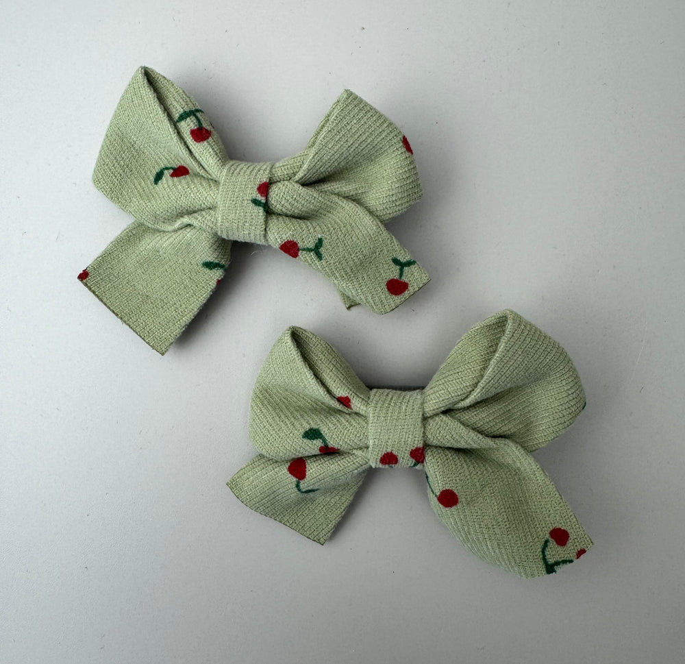Bow Clip set with Cherries - Green - Peppa Penny