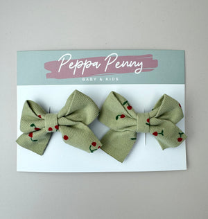 Bow Clip set with Cherries - Blue - Peppa Penny