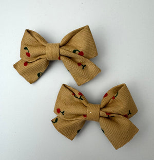 Bow Clip set with Cherries - Tan - Peppa Penny