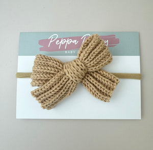 Knitted Bow Headband - Beige - Peppa Penny