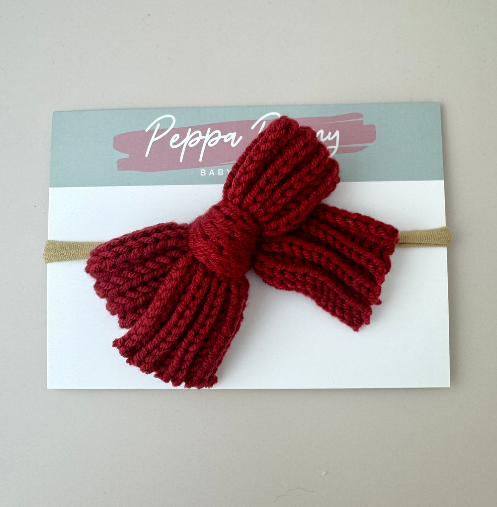 Knitted Bow Headband - Red - Peppa Penny