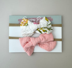 Bow Headband Duo - Floral Blush - Peppa Penny