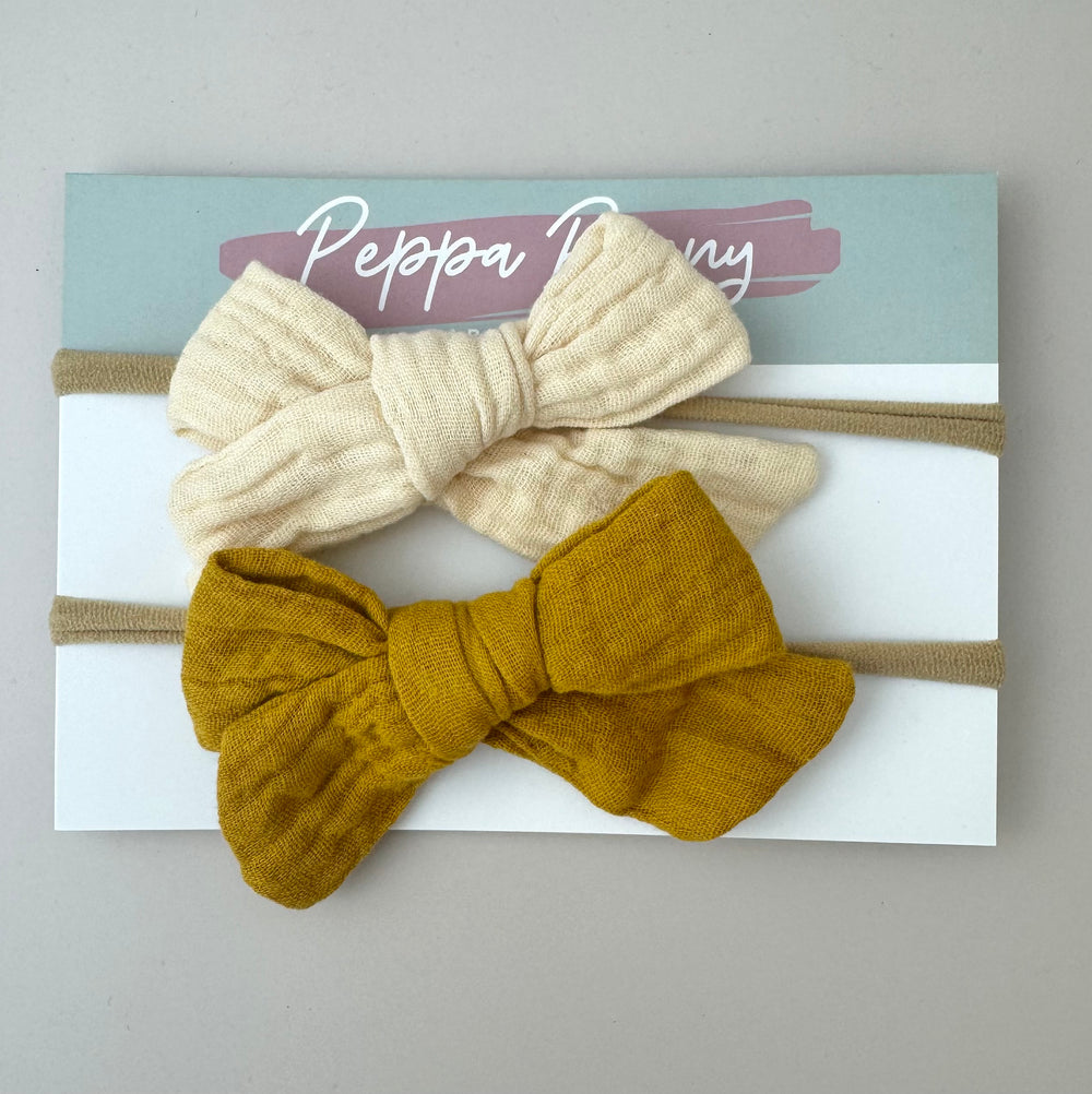 Bow Headband Duo - Neutral Love - Peppa Penny
