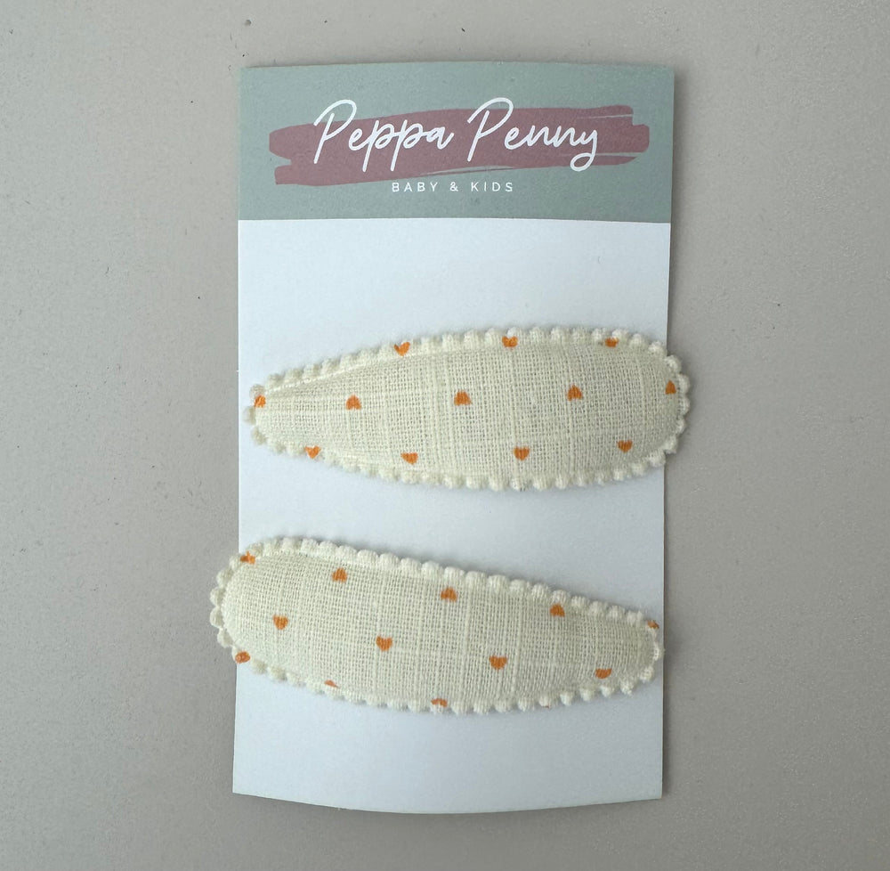 Linen Snap Clip Duo - Lemon Hearts - Peppa Penny