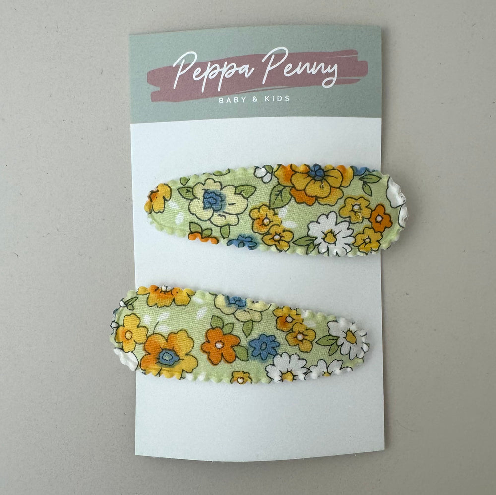 Linen Snap Clip Duo - Flower Power - Peppa Penny