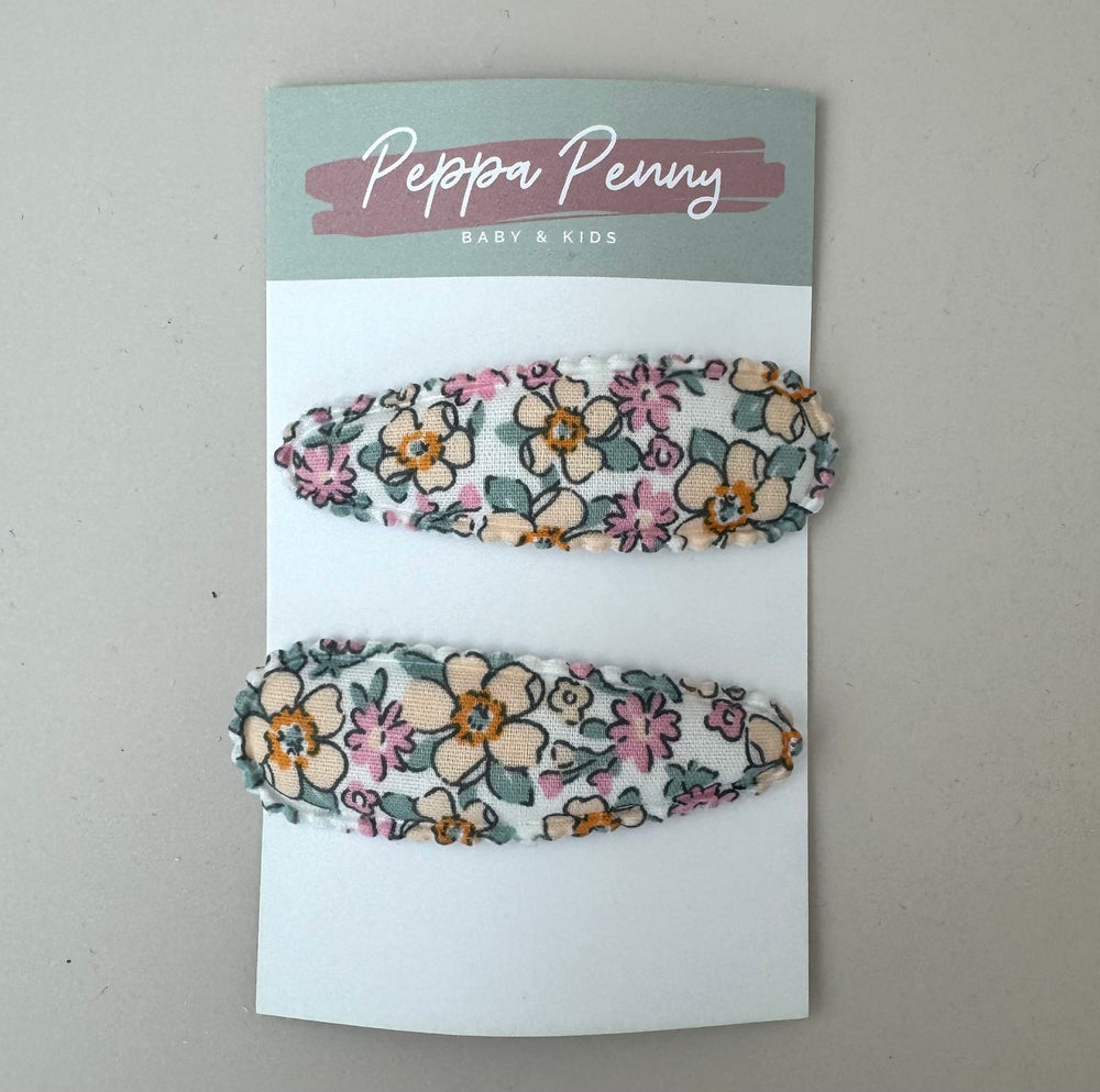 Linen Snap Clip Duo - Bouquet Bunch - Peppa Penny