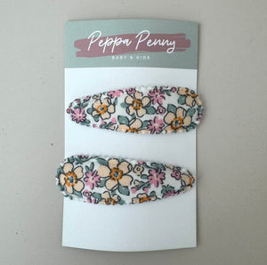 Linen Snap Clip Duo - Bouquet Bunch - Peppa Penny