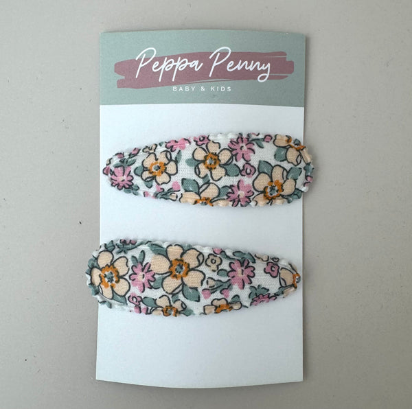 Linen Snap Clip Duo - Bouquet Bunch - Peppa Penny