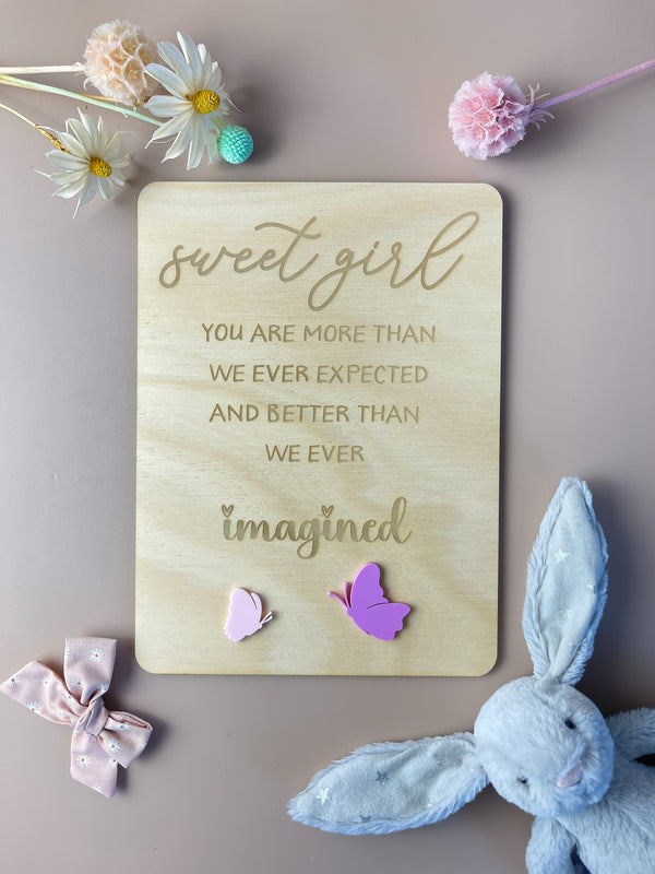 Sweet Girl - keepsake decor - butterflies - Luma Light