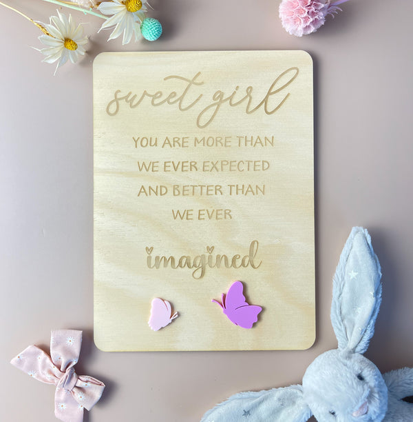 Sweet Girl - keepsake decor - butterflies - Luma Light