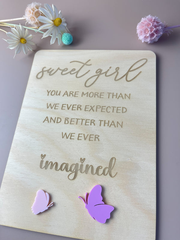 Sweet Girl - keepsake decor - butterflies - Luma Light