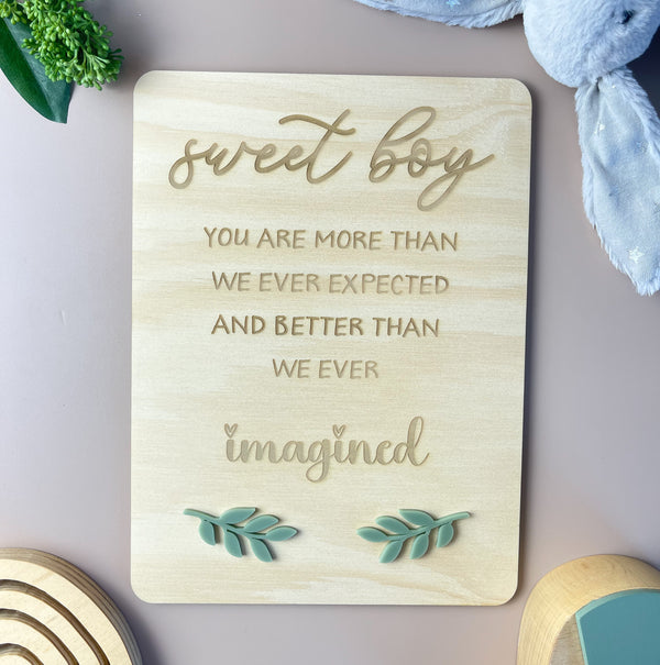 Sweet Boy - keepsake decor - leafy - Luma Light