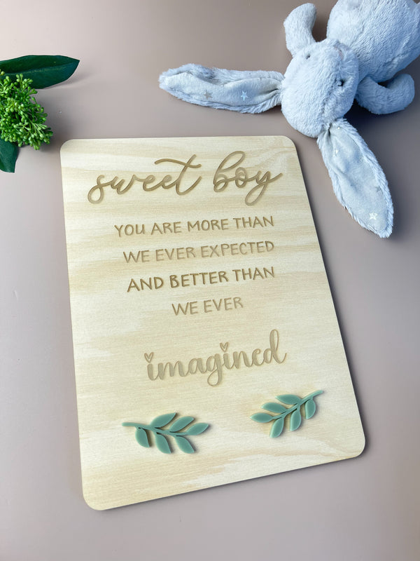 Sweet Boy - keepsake decor - leafy - Luma Light