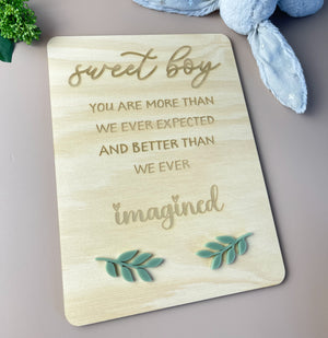 Sweet Boy - keepsake decor - leafy - Luma Light