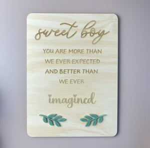 Sweet Boy - keepsake decor - leafy - Luma Light