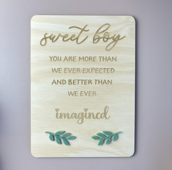 Sweet Boy - keepsake decor - leafy - Luma Light