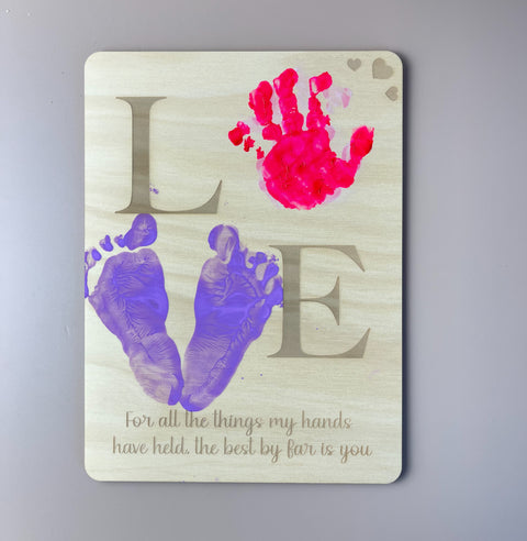 LOVE handprint keepsake plaque - Luma Light
