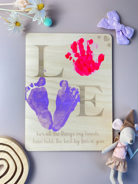 LOVE handprint keepsake plaque - Luma Light