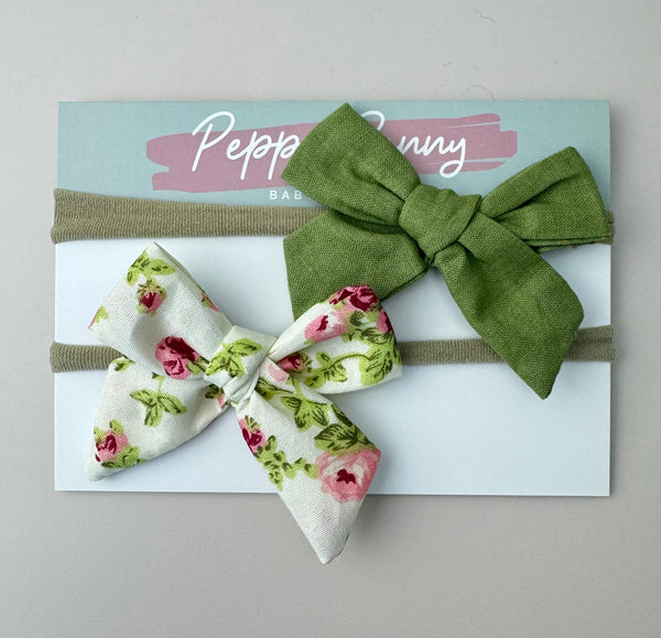 Bow Headband Duo - Green Garden - Peppa Penny