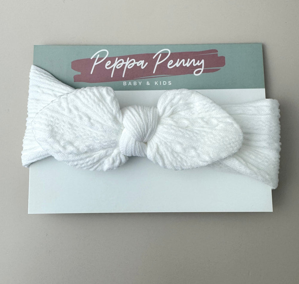 Stretchy Headband Bow - White - Peppa Penny
