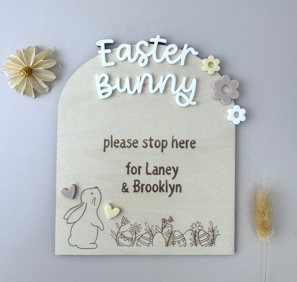 Easter Bunny please stop here Custom Easter Sign - Luma Light