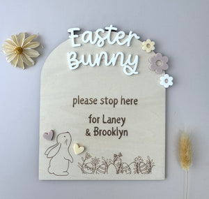 Easter Bunny please stop here Custom Easter Sign - Luma Light