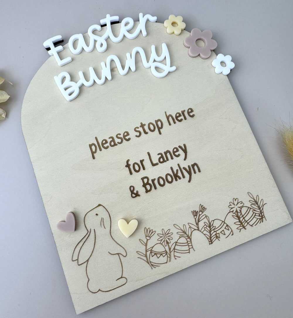 Easter Bunny please stop here Custom Easter Sign - Luma Light