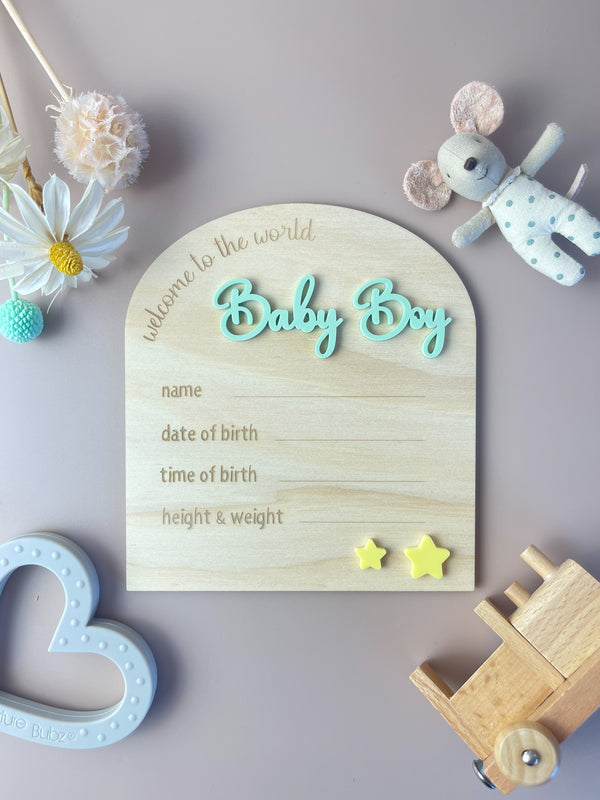 Welcome Baby Boy - Olive - Stars - Luma Light