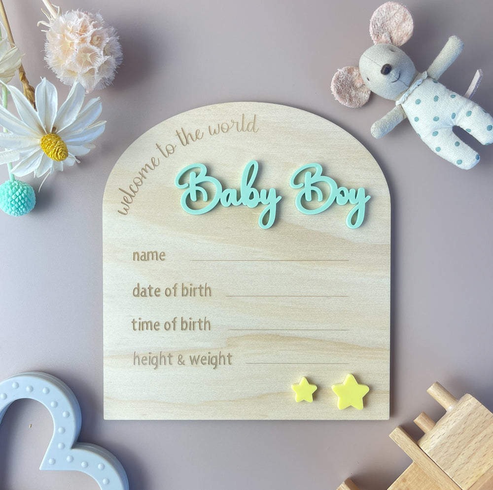 Welcome Baby Boy - Olive - Stars - Luma Light