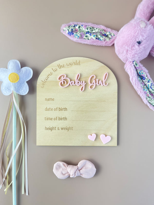 Welcome Baby Girl - Pink Hearts - Luma Light