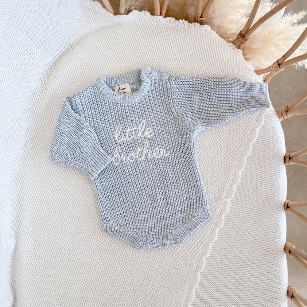 Little Brother - Long Sleeve Knit Romper - Powder Blue - Blossom & Pear