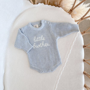 Little Brother - Long Sleeve Knit Romper - Powder Blue - Blossom & Pear