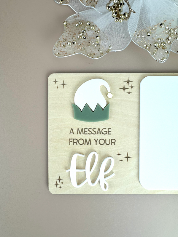 A message from your elf reusable board - olive - Elf on the shelf prop-- Luma Light