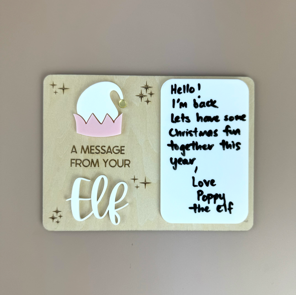 A message from your elf reusable board - blush - Elf on the shelf prop-- Luma Light