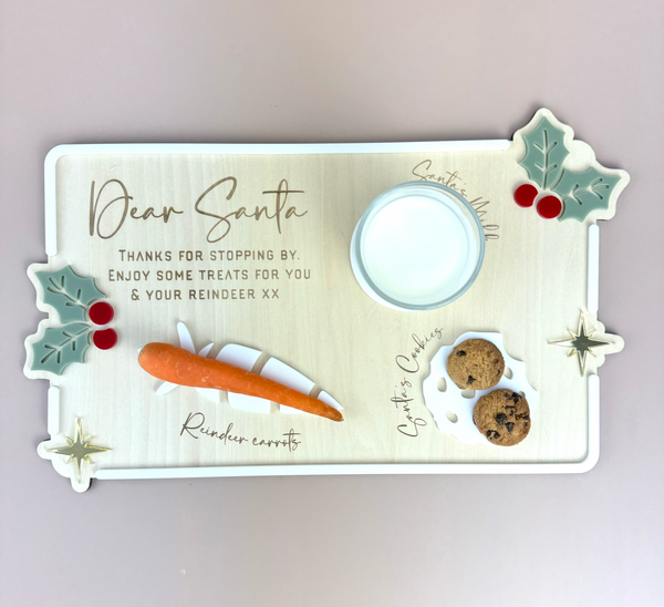 Luxe Dear Santa Tray - Holly - Xmas Eve Board - Luma Light