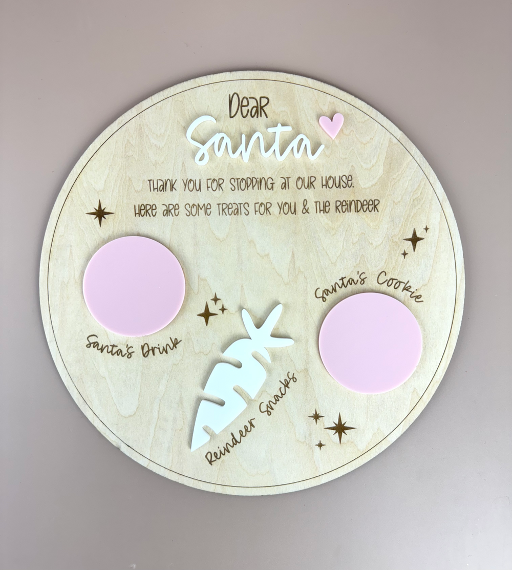 Dear Santa Tray - Round Blush - Christmas Eve Treat Board - Luma Light