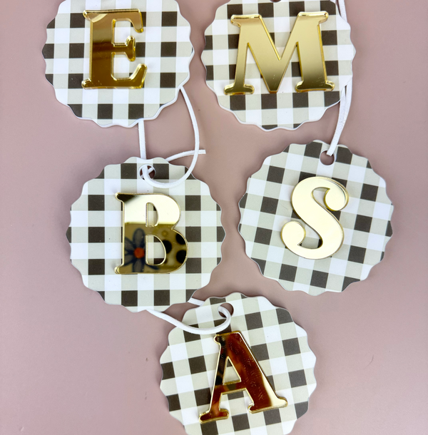 Gingham Christmas Ornament - Choose your Letter - Santa Sack letter ornament - Luma Light DISCOUNTED