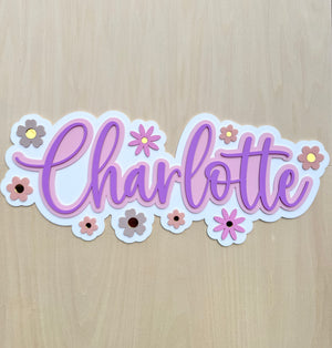 Custom Name Sign Detailed | Layered acrylic name plaque - Pretty Garden - Luma Light