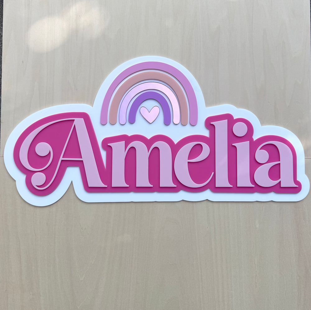 Custom Name Sign Detailed | Layered acrylic name plaque - Rainbow - Luma Light